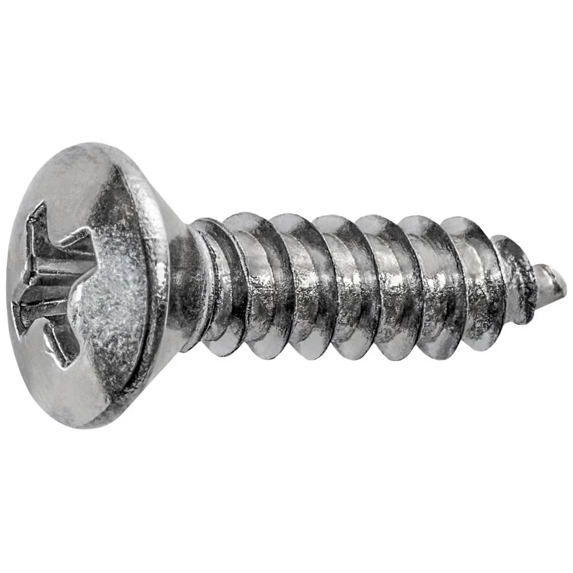 Auveco #10 X 3/4 Phillips Oval Head Tap Screw Chrome