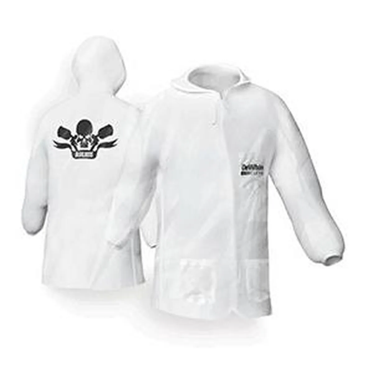 DeVilbiss Hooded Lab Coat 803664 Medium White Nylon with Elastic Waist