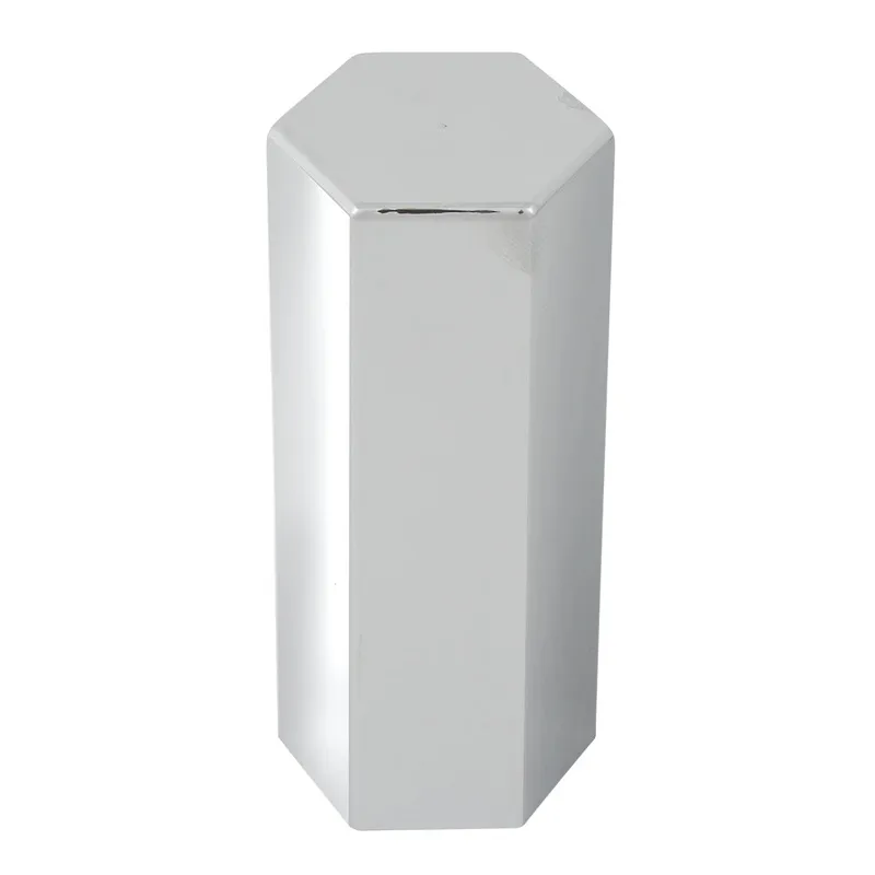 “Hex” extra-long 33mm chrome plastic screw-on lugnut cover